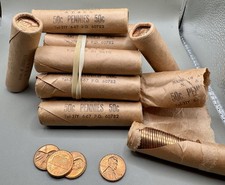 1968-S Lincoln Cent Roll Vintage Bank of America Wrapper BU Copper Pennies picture