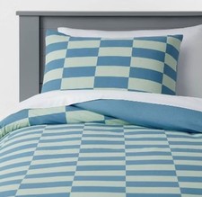 3pc Pillowfort Kids' Bedding Comforter Set Checkers Cotton OEKO-TEX FULL/Queen picture