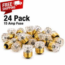 24 GE 15 Amp Type W Glass Plug Fuses General Electric Edison Base  125V NEW picture