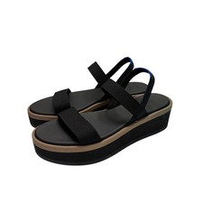 Rothys The Weekend Slide Platform Sandal Black Sesame W9 Recycled Knit picture