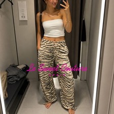 ZARA WOMAN SS26 TIGER ANIMAL PRINT WIDE LEG DRAWSTRING PANTS 6929/210/035 picture