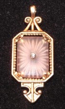 Vintage Avon 1977 Frost Lights Camphor Glass Pendant Only Gold Tone Signed picture