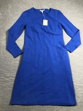 Boden Dress Womens 8L Tall Blue Round Neck Long Sleeve Shift Knee Knit NWT picture