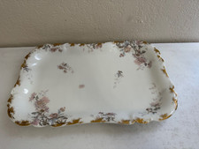 Antique Theodore Haviland Limoges France Porcelain Rectangle Tray w/ Floral Dec. picture