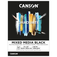 Canson Graduate Mixed Media Paper Pad, Black, 9x12 in picture