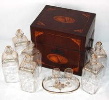 Superb c.1830 Ship Captain's Tantalus, Complete French or Dutch Marquetry Chest picture