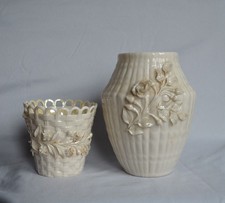 LOT OF 7 Belleek 3RD 4TH 5TH MARK assorted vases with 3d flowers picture