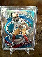 Panini 2021 Spectra Fred Warner 49ers Neon Blue Prizm Die-Cut /50 #90 picture