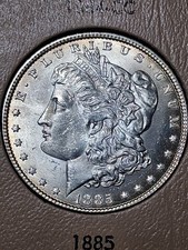 1885-P MORGAN DOLLAR. MS/ BU/ CHOICE GEM GREAT GOLD RIM TONING PRISTINE. BEAUTY. picture