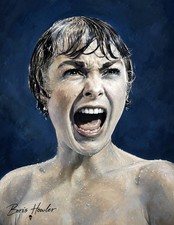 BORIS HOWLER Psycho Janet Leigh 8.5X11 art print signed cult classic slasher picture