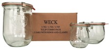 Weck Tulip Jar Combo Pack 762 744 745 3 lids 3 rings 6 clamps picture