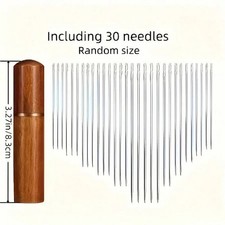 30pcs Self-Threading Needles Set with Wooden Case β Easy Threading Hand Sewing picture