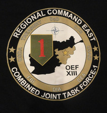 DISCONTINUED ISAF TF DEFENDER 1 OEF XIII COMMAND TASK FORCE UNIT SHIRT LARGE picture