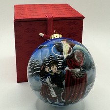 Vintage FIGI Inside Art Santa Children Snow Christmas Glass Ornament w Box picture