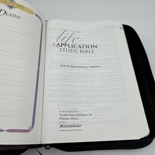NIV Life Application Study Bible Burgundy Leather Zondervan 1997 Clean Case  picture