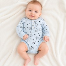 Carter's Baby Boys 3M Blue Ski Print Long Sleeve Cotton Bodysuit NWT picture