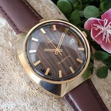 Serviced 1972 Timex Time Machine Q Quartz Electric Men's Vintage Watch Tiger Eye picture