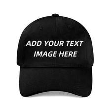 Custom Classic Black Baseball Cap Personalized Text & Logo Unisex Adjustable Hat picture