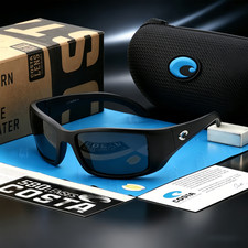 Costa Del Mar Blackfin Sunglasses Black Frame Grey 580P Polarized New In Box picture