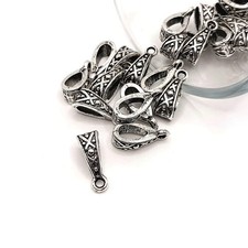 Antique Silver X Design Bails, 13x5mm - US Seller picture