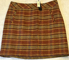 Talbots Petites Plaid Tweed A-Line Skirt Brown Red Yellow Lined side Zip 10P picture