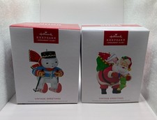 Hallmark Keepsake Club Vintage Greetings  Ornament Set Of 2 Dated 2024 & 2025 picture