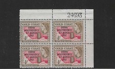 1957 ovpt. Ghana / Independence Gold Coast Sc. 5 QEII 1/2d plate block# (24693). picture