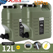3.2 Gallon Water Jug,1/2x Portable Camping Water Jug Dispenser with Spigot Green picture