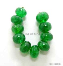 10–10.5mm Natural Zambian Emerald Smooth Rondelle Beads, 11 Loose Gemstone Beads picture