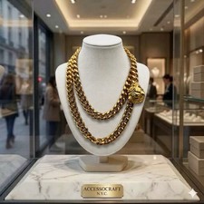 Vintage Accessocraft N.Y.C. Gold Tone Lion Runway Necklace picture