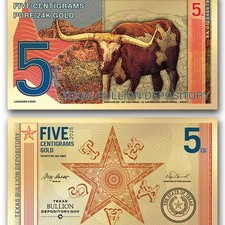 2025 5 Centigram Gold Note Texas Modern Redbacks: Longhorn Steer picture