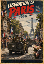 Liberation of Paris 1944 WWII Poster Eiffel Tower Allied Military Poster 13x19 picture