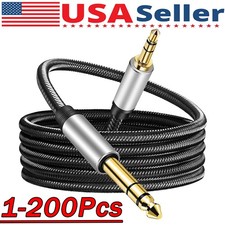 6FT 3.5mm AUX Audio Nylon Braided Cord Cable PC iPod Car Phone headphone Lot picture