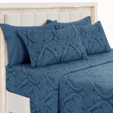 Deep Pocket 6 Piece Bed Sheet Set 1800 Series Microfiber Comfort Paisley Sheets picture
