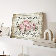 Vintage Magpie Rose Christian Canvas Art Framed Farmhouse Bible Verse Wall Decor picture