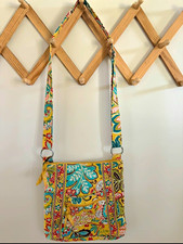 Vera Bradley Triple Zip Hipster Crossbody Bag Yellow/Teal/Coral, Adjustable picture