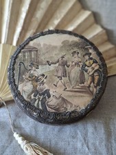 Antique Victorian Paper Lace Box w/Doilies MHG England Romantic 18th Dance Scene picture