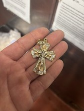 14kt Gold Solid Cross Crucifix Jesus Charm Pendant picture