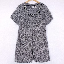 Emma James Embellished Sweater Tunic Short Sleeve Marled Black White Open Large picture