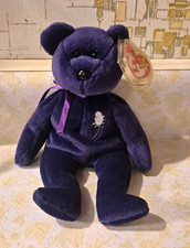 Ty Beanie Babies Princess Bear Purple Plush 1997 Vintage with Tag Protector picture