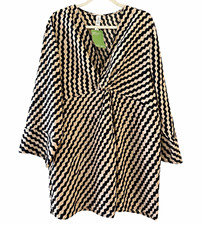H&M Women’s XL Black & Beige Chevron Print Long Sleeve Blouse/Tunic – New  picture