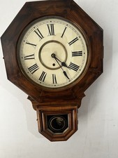 Antique Rosewood New Haven Labeled “Ventura” 8-Day Regulator Wall Clock Runs picture
