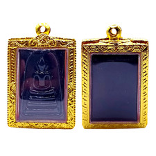 Phra Somdej Black Buddha Thai Amulet Wat Rakang Gold Micron Casing picture