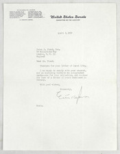 Estes KEFAUVER - original signed letter TLS - 1952 - MAFIA crime investigator picture