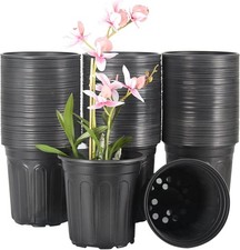 100 Pack 1 Gallon Nursery Pots, 6.7 Inch Plastic Pots for Plants, Plastic Flower picture