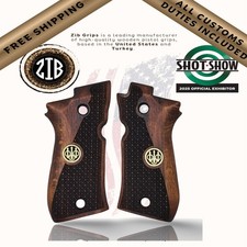 Zib Grips Pistol Grips for Beretta F81 84FS 84BB Wooden Metal Medalion Logo picture