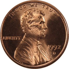 1992 D Lincoln Memorial Cent Uncirculated Mint State Penny 1c Coin picture