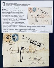 Austria 10+15 Kreuzer 1864 Vienna Taxed Letter France Eubelf Rare picture