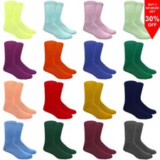 Fine Fit Men's Solid Color Cotton Dress Socks Wedding Assorted Plain picture