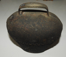 NICE Antique Swiss or Alpine LARGE Primitive Cow Bell, Hand-forged, GREAT RING picture
